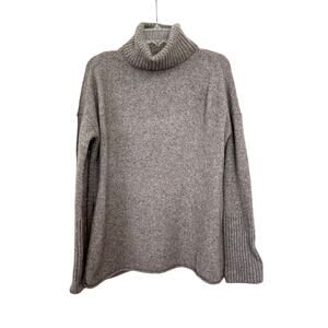 All Saints Tan Silver Metallic Thread Roll Neck Oversized Wool Blend Sweater S